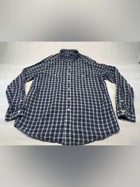 Authentic Polo Ralph Lauren "Whitfield" Navy Plaid Button-Down Size XL